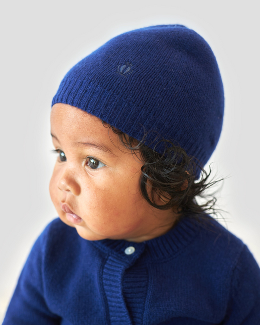 Bonnet bébé bleu en cachemire BOTIBOTY