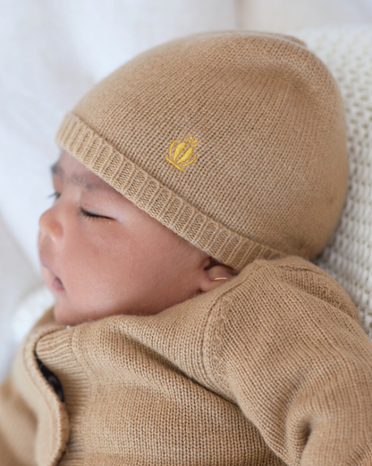 Bonnet bébé camel en cachemire BOTIBOTY