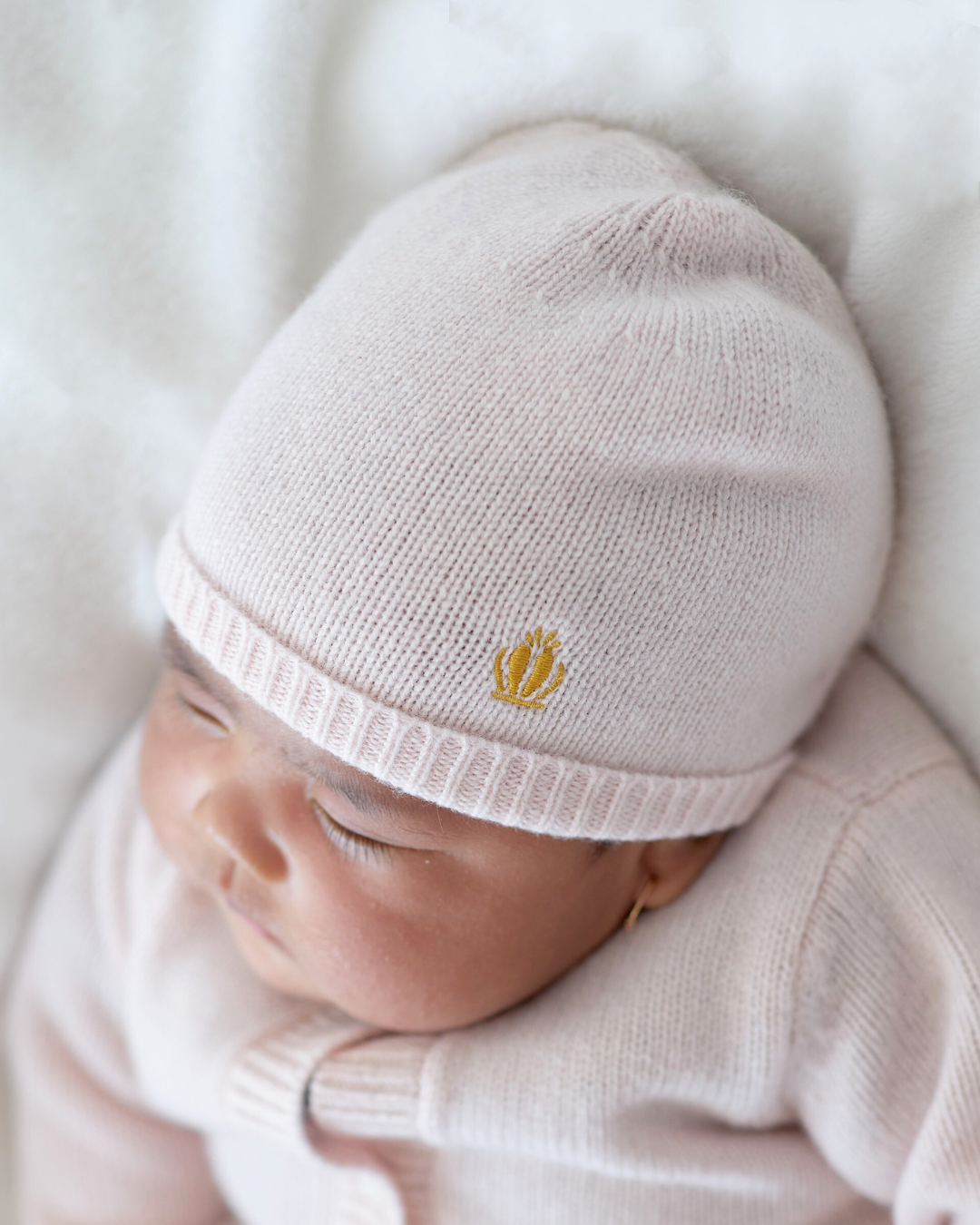 Bonnet bébé rose en cachemire BOTIBOTY