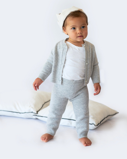 Ensemble bébé gilet et jogging gris en cachemire BOTIBOTY