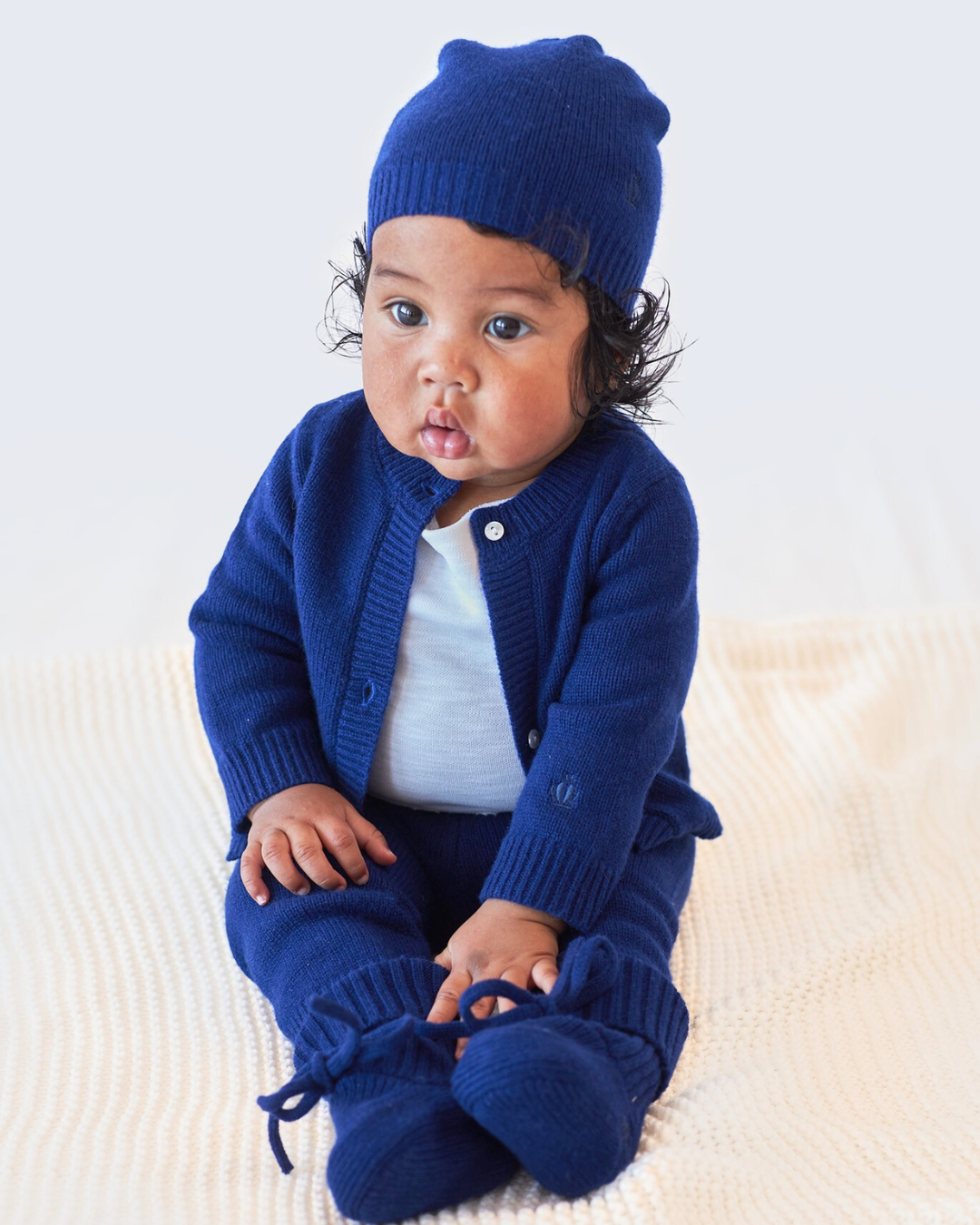 Ensemble bébé bleu : gilet, jogging, bonnet et chaussons BOTIBOTY