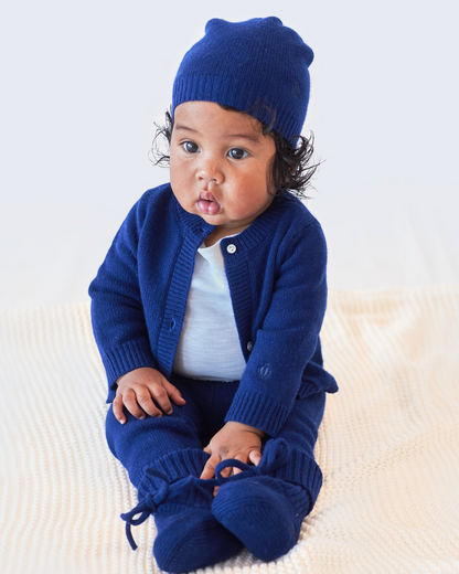 Ensemble bébé bleu : gilet, jogging, bonnet et chaussons BOTIBOTY