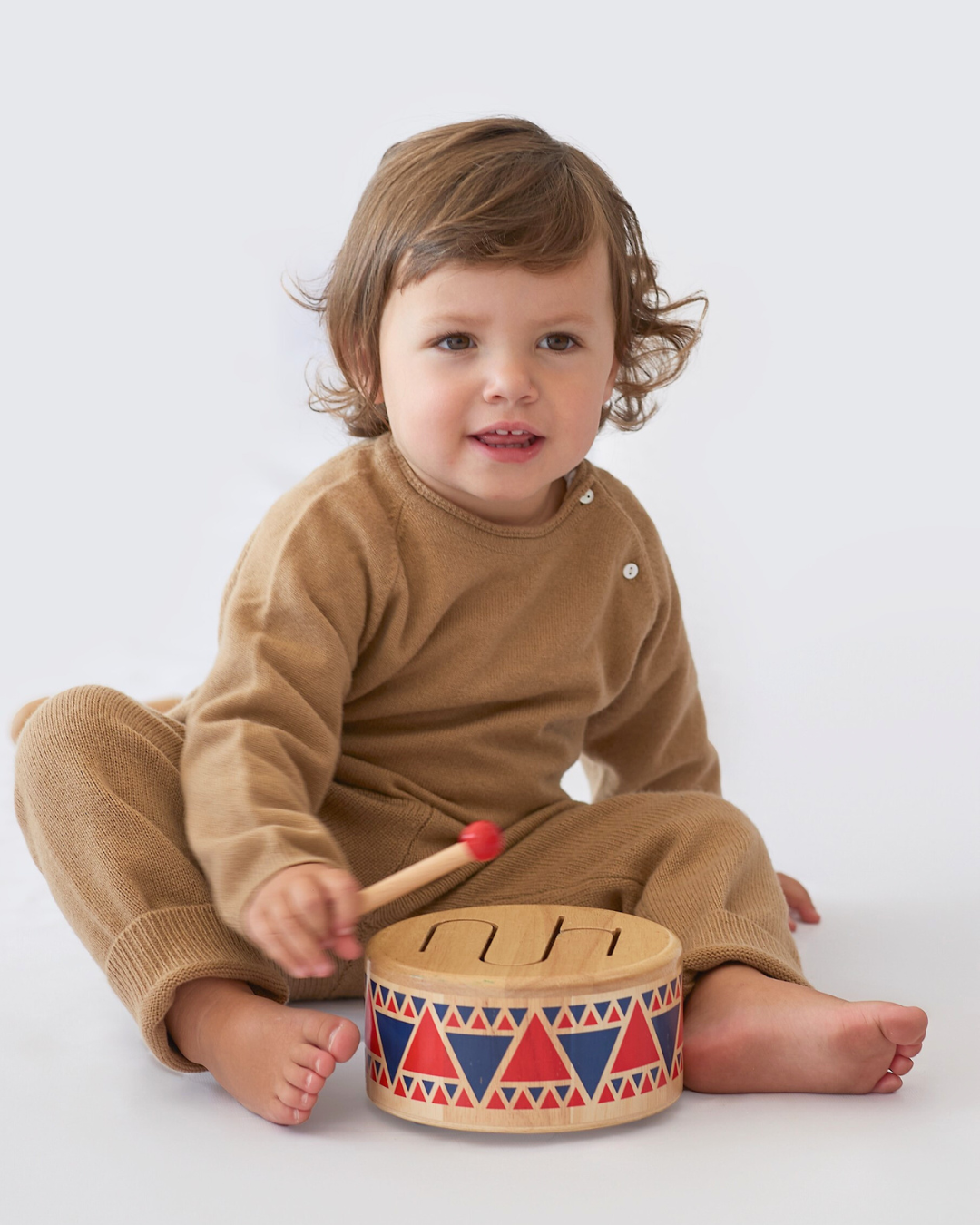 Pull raglan bébé camel en cachemire BOTIBOTY