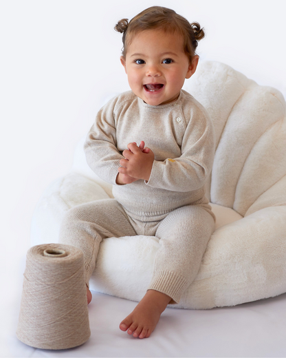Ensemble bébé pull raglan et jogging rose en cachemire BOTIBOTY
