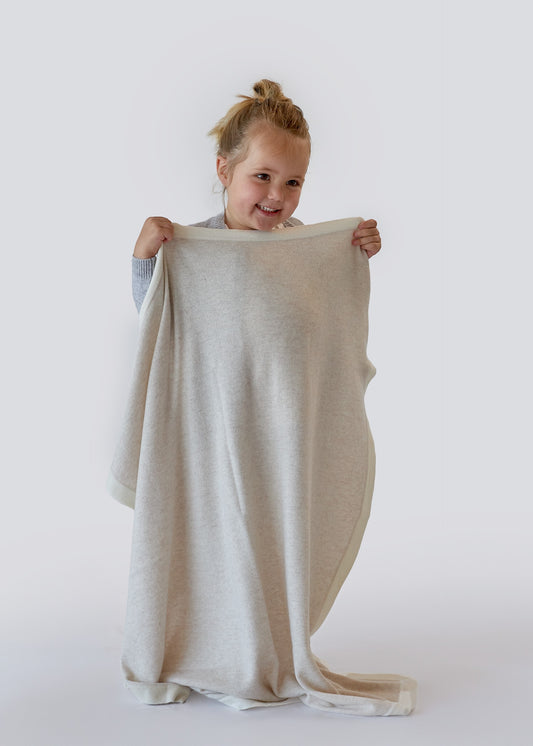 Couverture bébé beige en cachemire, idée cadeau de naissance BOTIBOTY
