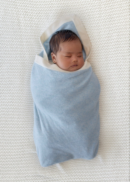 Couverture bébé bleue en cachemire, idée cadeau de naissance BOTIBOTY