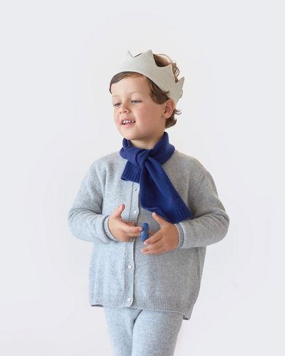 Ensemble bébé gilet gris et écharpe bleue en cachemire BOTIBOTY