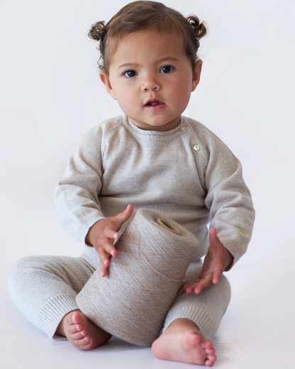 Pull raglan bébé beige en cachemire BOTIBOTY